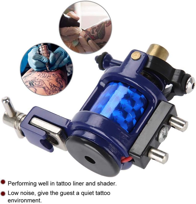 woobles Tattoo Machine Gun Alloy Rotary Shader Liner, Strong Motor Gun Liner Shader Coloring Permanent Makeup Tool for Shader Supply Equipment and Artists(Blue) - Image 2